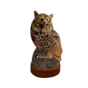 Owl Hand-carved From Buffalo Horn- Made in Thailand- Vintage